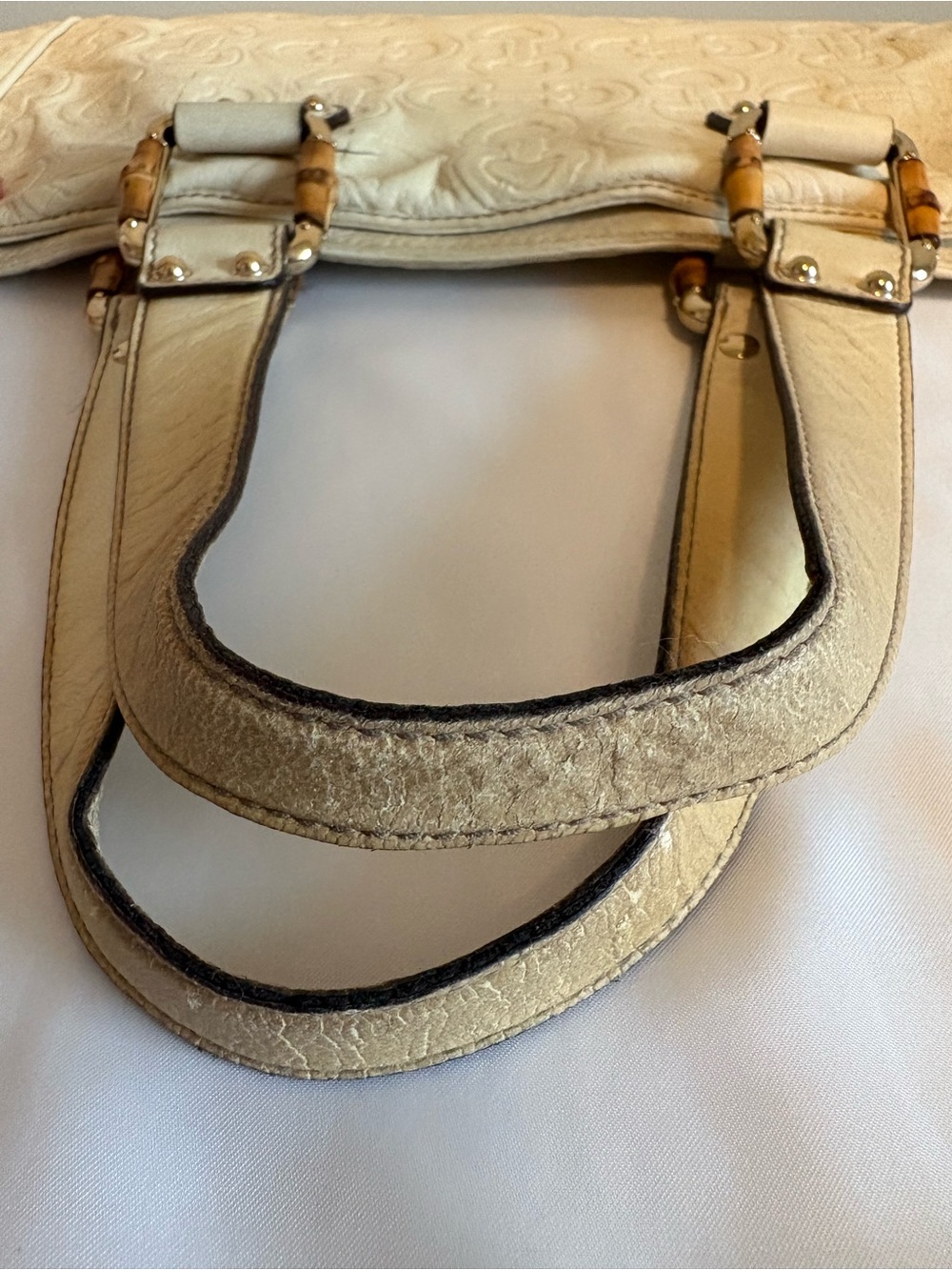 Gucci White Horsebit Embossed Leather Tote - as is condition - Picture 13 of 15